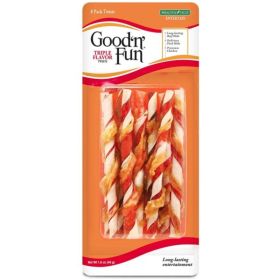 Healthy Hide Good'n' Fun Triple-Flavor Twists Regular Chicken, Pork and Beef Hide - 8 count