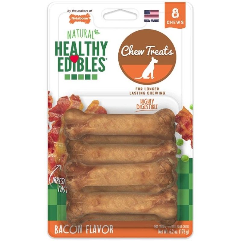 Nylabone Healthy Edibles Wholesome Dog Chews - Bacon Flavor - Petite (8 Pack) Nylabone Healthy Edibles Wholesome Dog Chews - Bacon Flavor - Petite (8 Pack)