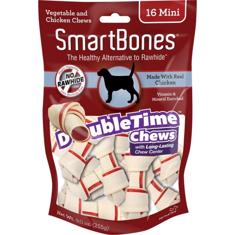 SmartBones DoubleTime Bone Chews for Dogs - Chicken - Mini - 16 Pack - (2.5" Long - For Dogs 5-10 lbs) SmartBones DoubleTime Bone Chews for Dogs - Chicken - Mini - 16 Pack - (2.5" Long - For Dogs 5-10 lbs)