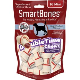 SmartBones DoubleTime Bone Chews for Dogs - Chicken - Mini - 16 Pack - (2.5" Long - For Dogs 5-10 lbs)