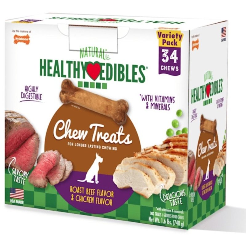 Nylabone Natural Healthy Edibles Variety Pack - Roast Beef & Chicken - Petite - 34 Pack Nylabone Natural Healthy Edibles Variety Pack - Roast Beef & Chicken - Petite - 34 Pack